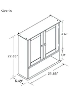 Streamdale Furniture Bathroom Wall Cabinet With Double Mirror Doors And Shelves