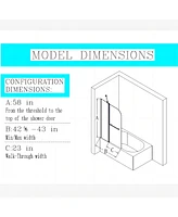 Streamdale Furniture 43" x 58" Frameless Pivot Shower Door with 1/4" Tempered Glass