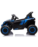 Streamdale Furniture 24V Kids Utv w/Remote, 4-Wheel Suspension, Anti-Collision Bar, Storage, Music, Bluetooth