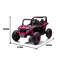 24V Kids Utv w/Remote, 4-Wheel Suspension, Anti-Collision Bar, Storage, Music, Bluetooth, Led Lights