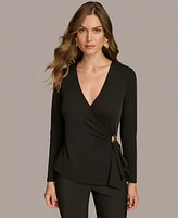 Donna Karan New York Women's Long-Sleeve Faux-Wrap Top