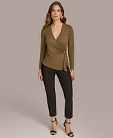 Donna Karan New York Women's Long-Sleeve Faux-Wrap Top