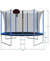 Streamdale Furniture 10 Ft Trampoline With Basketball Hoop Inflator And Ladder(Inner Safety Enclosure)