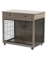 Streamdale Furniture Industrial Style Dog Crate with Storage Drawer