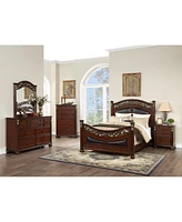 Streamdale Furniture Bedroom Furniture Traditional Look Unique Wooden Nightstand Drawers Bedside Table Cherry