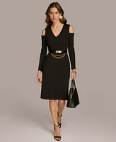 Donna Karan New York Women's Chain-Belt Cold-Shoulder Dress