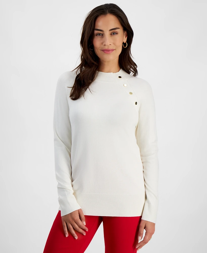 Jm Collection Petite Hardware-Detail Sweater, Created for Macy's