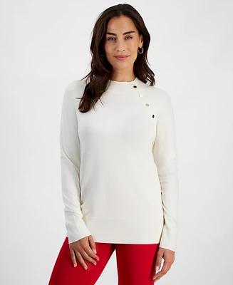 Jm Collection Petite Hardware-Detail Sweater, Created for Macy's