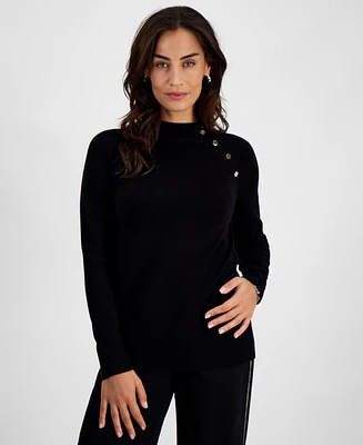 Jm Collection Petite Hardware-Detail Sweater, Created for Macy's