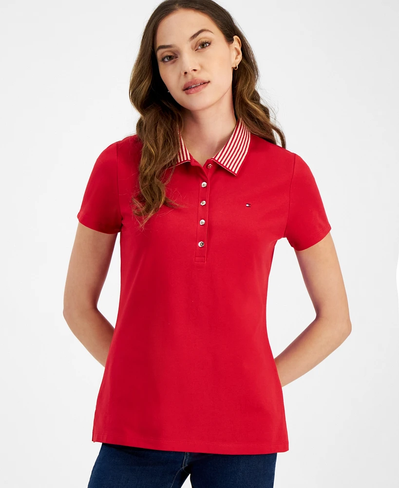 Tommy Hilfiger Women's Striped-Collar Polo Shirt