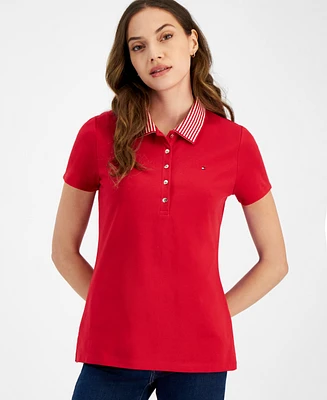 Tommy Hilfiger Women's Striped-Collar Polo Shirt