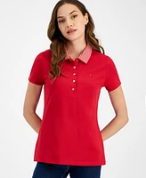 Tommy Hilfiger Women's Striped-Collar Polo Shirt