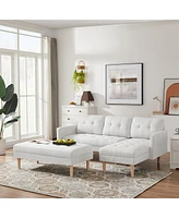 Streamdale Furniture Sectional Sofa Bed, L-Shaped Sofa Chaise Lounge With Ottoman Bench