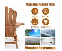 Tale Folding Adirondack Chair With Pullout Ottoman With Cup Holder, Oversized, Poly Lumber