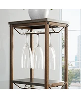 Streamdale Furniture 5-Tier Wine Rack with Hanging Glass Holder and Storage Shelves