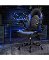 Streamdale Furniture Ergonomic Flipable Armrest Pu Leather Gaming Chair with S Curve Support