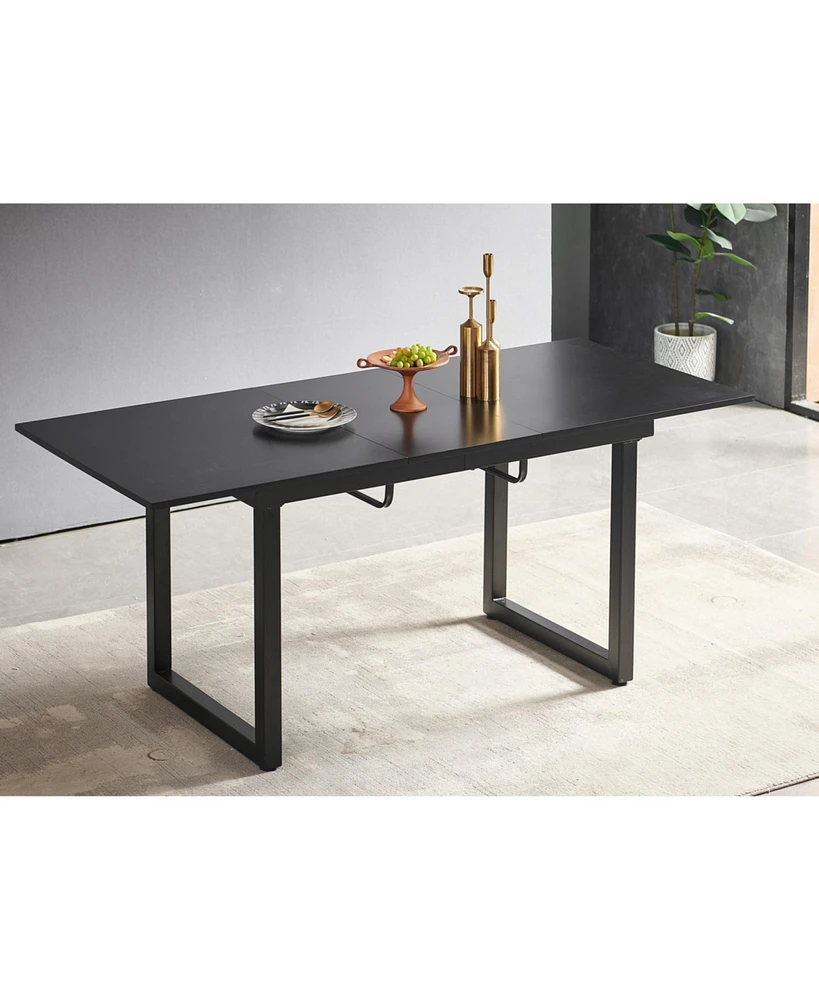 Simplie Fun Black Extendable Dining Table, Space-Saving Kitchen Table (70.86" x 31.5" x 29.5")