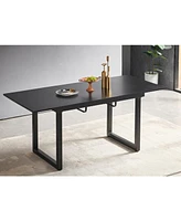 Simplie Fun Black Extendable Dining Table, Space-Saving Kitchen Table (70.86" x 31.5" x 29.5")