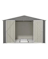 10x8FT All-Weather Metal Storage Shed with Lockable Doors