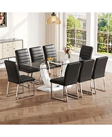 Streamdale Furniture Rectangular Glass Table | 6-8 Seater | Modern and Minimalist