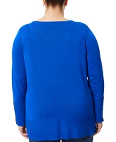 Melissa Paige Plus Button-Cuff Boat-Beck Sweater