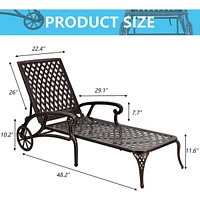 Rust-Resistant Aluminum Cast Lounge Chair with Adjustable Backrest