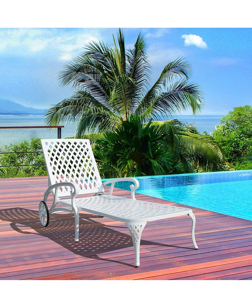 Simplie Fun Rust-Resistant Aluminum Cast Lounge Chair with Adjustable Backrest