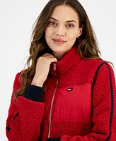 Tommy Hilfiger Women's Sherpa Mock-Neck Zippered Sweater