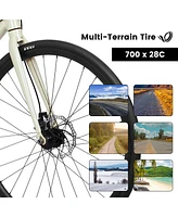 Lightweight 700C Road Bike with 21 Speeds, Suspension Fork, Disc Brakes