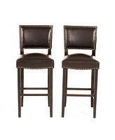 Contemporary Nailhead Barstools with Rubberwood Legs
