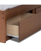 Baxton Studio Wren Modern and Contemporary Walnut Finished 3-Drawer Queen Size Platform Storage Bed Frame