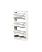 Streamdale Furniture White Wooden Shoe Cabinet with 3 Flip Doors