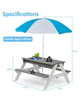 Convertible Kids Outdoor Picnic Table with Umbrella
