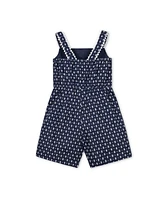 Hope & Henry Little Girls Scallop Trim Button Front Linen Romper