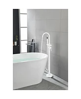 Streamdale Furniture Brushed Nickel Freestanding Tub Filler with Handheld Shower