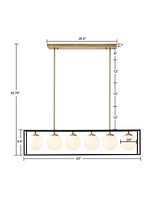 Streamdale Furniture Helena 6-Light Frosted Glass Globe Linear Chandelier