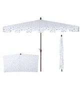 Jonathan Y 9ft Rectangular Half Market Patio Umbrella Crank, Wind Vent Uv Protection