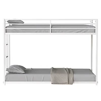 Simplie Fun Adam Sturdy Twin Over Twin Metal Bunk White for Kids and Adult, Low Profile and Easy Climbing with Stable Ladder