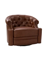 Hulala Home Felipe 31.5" Wide Genuine Leather Swivel Chair with Tufted Back