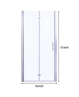 Streamdale Furniture 36 To 37-3/8 In. W X 72 In. H Bi-Fold Semi-Frameless Shower Doors In Chrome With Clear Glass