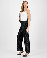 Anne Klein Women's Sequin High Rise Cargo Pants