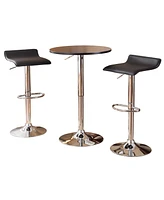 Simplie Fun Baxton Black Adjustable Height Bar Table and 2 Air Lift Swivel Stools