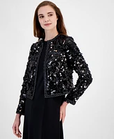 Anne Klein Women's Sequin Crewneck Jacket