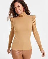 I.n.c. International Concepts Women's Mock-Neck Puff-Sleeve Top, Created for Macy's
