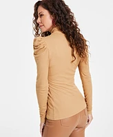 I.n.c. International Concepts Women's Mock-Neck Puff-Sleeve Top, Created for Macy's