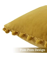 Caromio 2Pc Pom Pom Velvet Decorative Throw Pillow Covers 18" x 18"