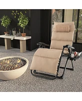 Skonyon Adjustable Metal Zero Gravity Lounge Chair with Removable Cushion and Cup Holder Tray