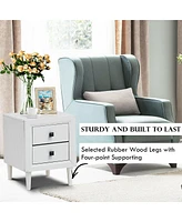 Sugift 2 Pieces Multipurpose Retro Nightstand Set with 2 Drawers