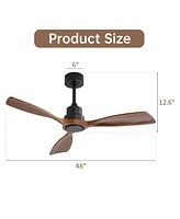 Sofucor 48 Solid Wood Blades Ceiling Fan Without Light