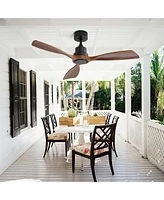 Sofucor 48 Solid Wood Blades Ceiling Fan Without Light